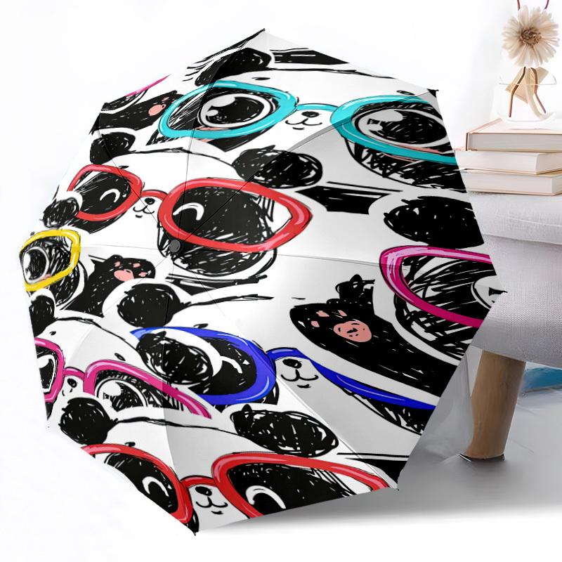 Christmas Bear With Santa Hat And Wreath Automatic Umbrella With Folding Feature Retractable Design With 8 Rib Durability Foldable Design Perfect For