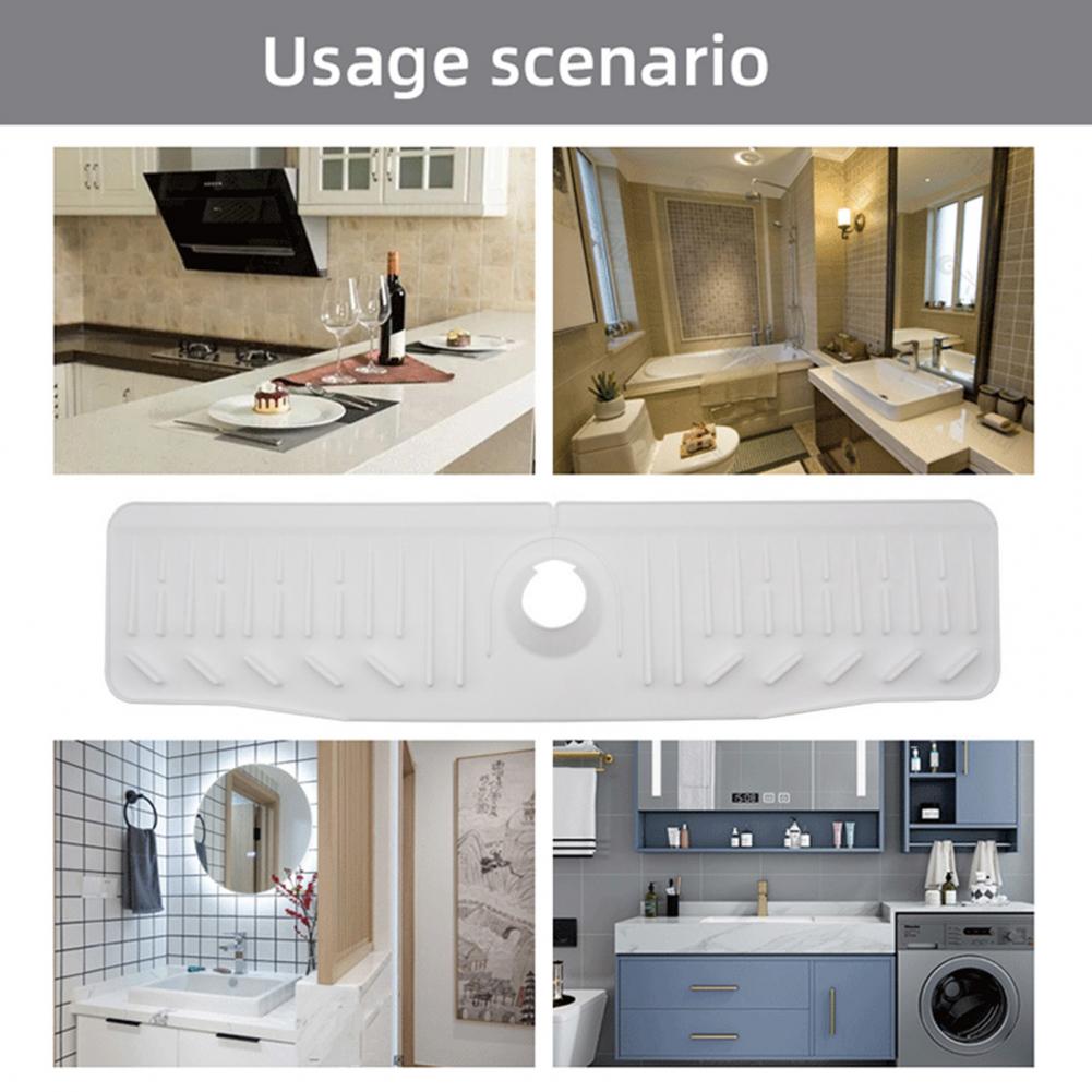 Kitchen Sponge Holder Faucet Splash Guard Multi-functional 24 Inch Sink Splash Guard Mat Silicone Draining Mat for Kitchen Sink