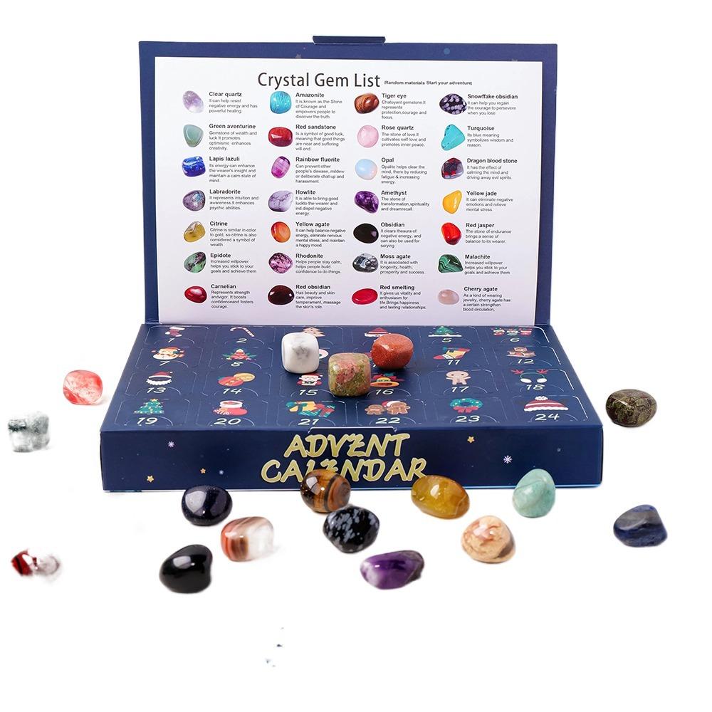 24Pcs Natural Stones Christmas Crystal Advent Calendar Gemstone Stone Learning Kit  Teens