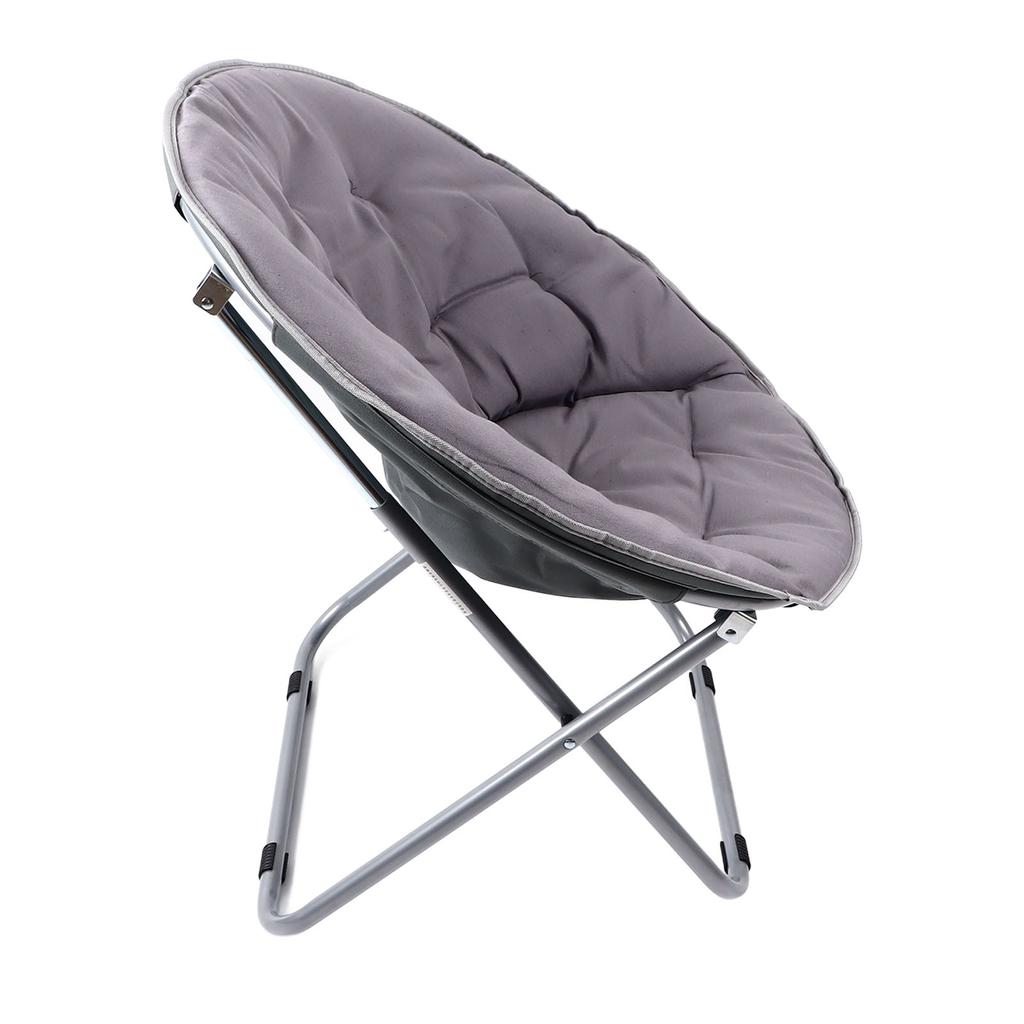 Saucer Chair Metal Frame Gray Comfortable Ergonomics Foldable Cozy Chair for Living Room Gift
