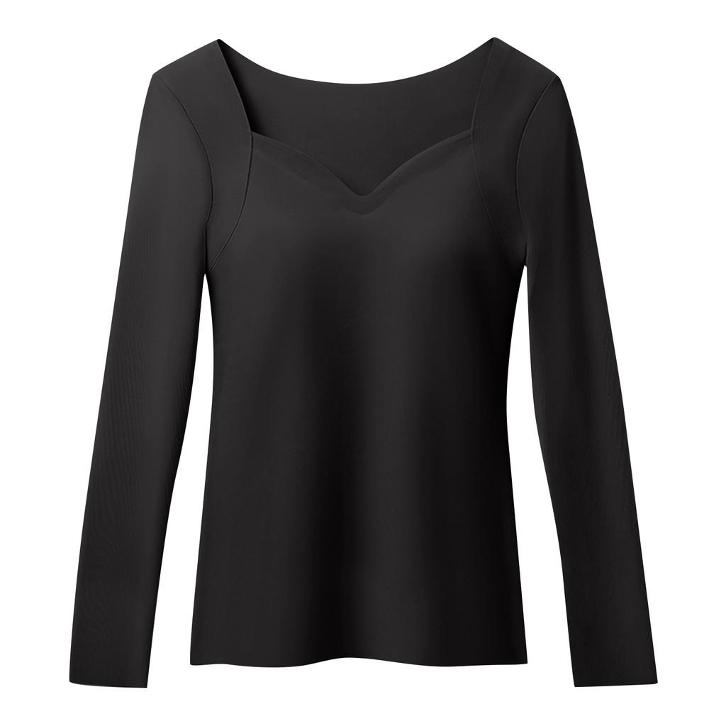 Women's Solid Color Seamless Long Sleeved Thermal Underwear Top