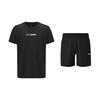 Casual Fashion Moisture-Wicking Quick-Dry T-Shirt Classic Versatile Breathable Shorts Sports Set Unisex Sets Black ATSV609-1+AKSU789-3