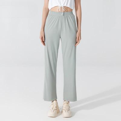 Sommer Damen Sonnenschutz Kühlendes Gefühl Weitbeinige Hosen Locker Yogahosen Sportlich Lässig Hohe Taille Bedeckt Fitnesshosen
