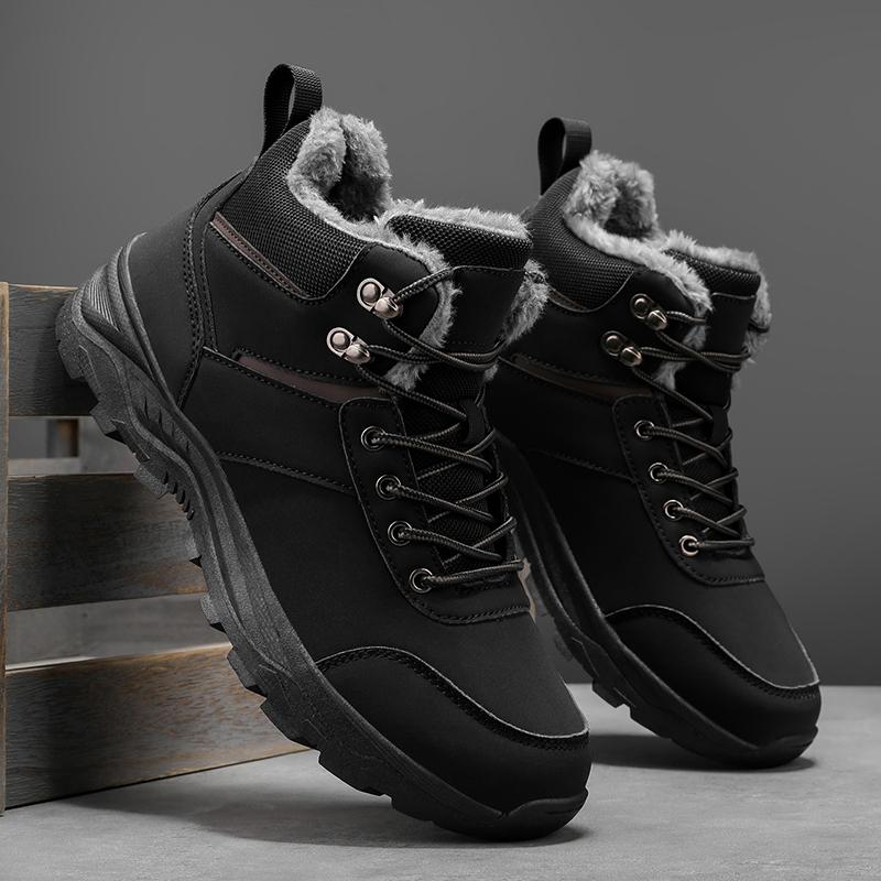 TUINANLE Ghete de iarnă pentru bărbați, călduroase, izolate, pantofi de drumeție, ghete de zăpadă pentru exterior, antiderapante, de înaltă calitate