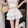 Women's White Lace Puffy Mini Skirt - High-Waisted A-Line Ballet Style, Summer 2026 Collection.