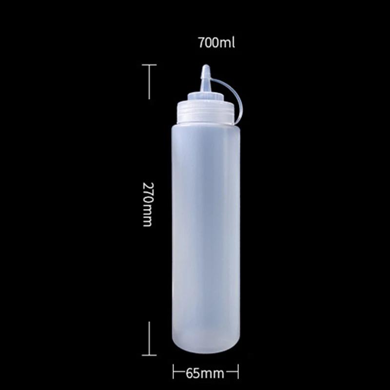 Salad Sauce Squeezed Bottle High Quality PE Plastic Plastic Pointed Seasoning Squeezed Desktop Seasoning Bottle Kitchen Supplies