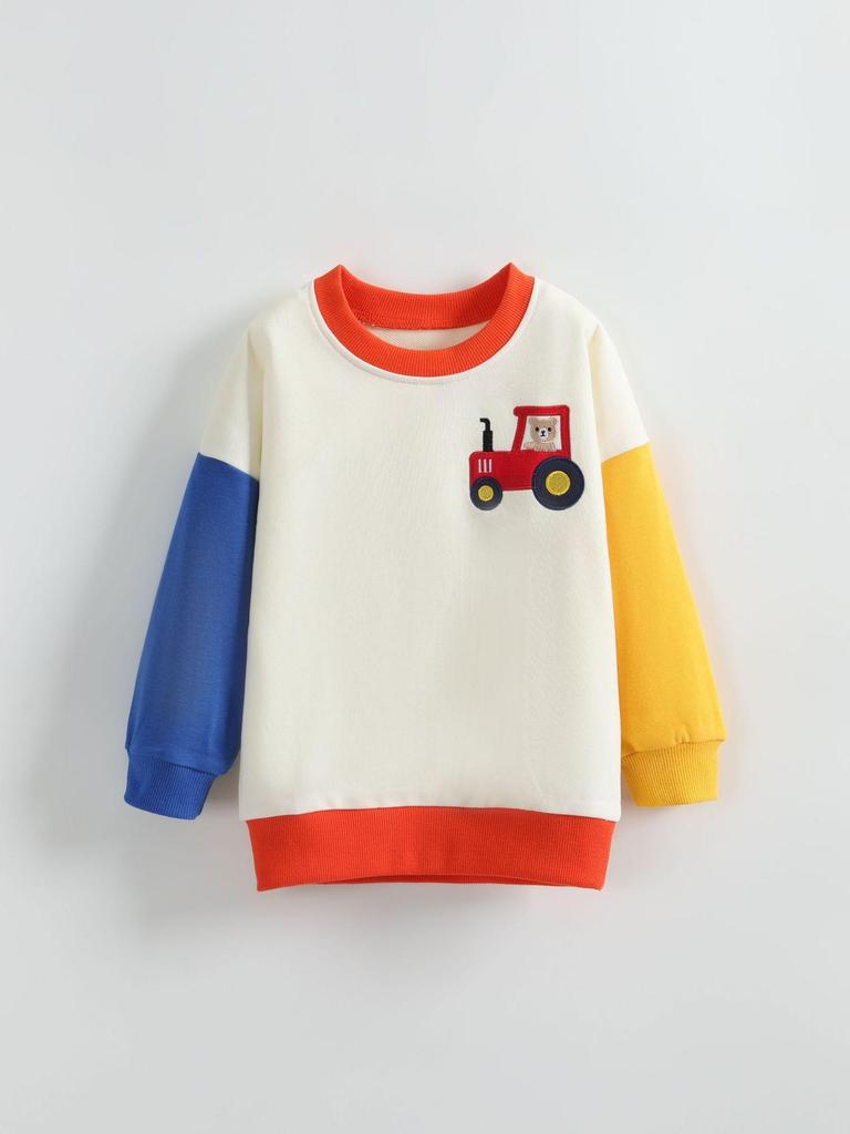 Boys' Embroidered Round Neck Hoodie - Autumn/Winter Collection for Kids