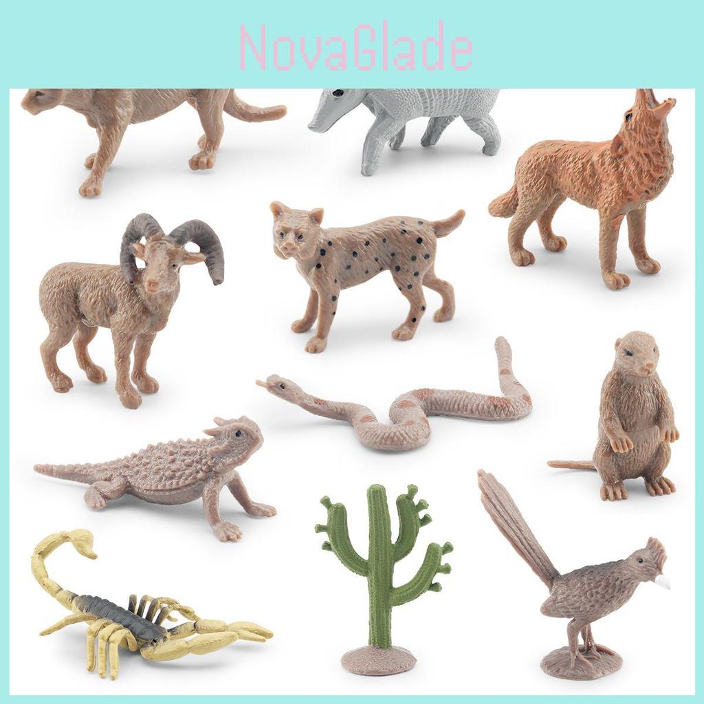 Lifelike 11 Piece Desert Wildlife Model Set With Rattlesnake Cactus And Scorpion