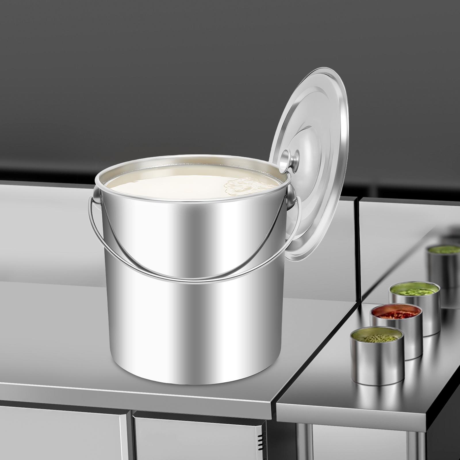 

20L Stainless Steel Bucket with Lid, Ice Bucket Cooler for Beverages, Party, Outdoor, Rustproof, Leakproof, Insulated Container серебряный