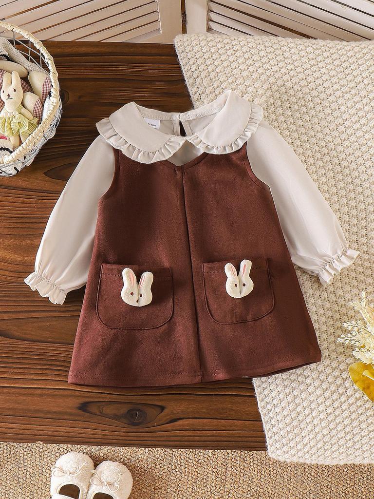 Neues europäisches & amerikanisches Mädchen-Outfit: Weißes Langarm-Oberteil + Kleid