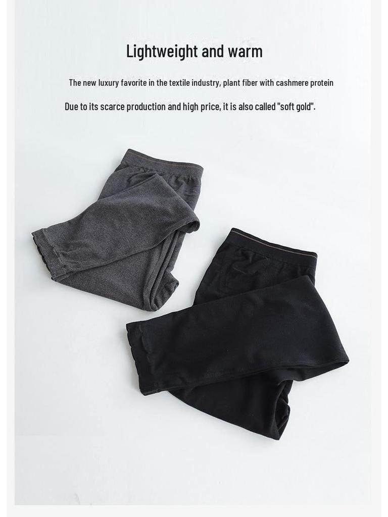 Women's Large Seamless Autumn Trousers - Japanese Style, Silk Acrylic, Warm & Cold-Proof Bottoming Pants