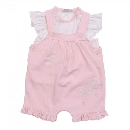 Mintini Baby Girls Floral Embroidery Dungaree Dress Set