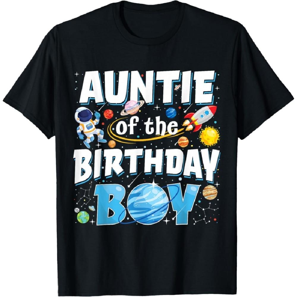 

Auntie Of The Birthday Boy Astronaut Family Space Planets T-Shirt XXXXXL чёрный