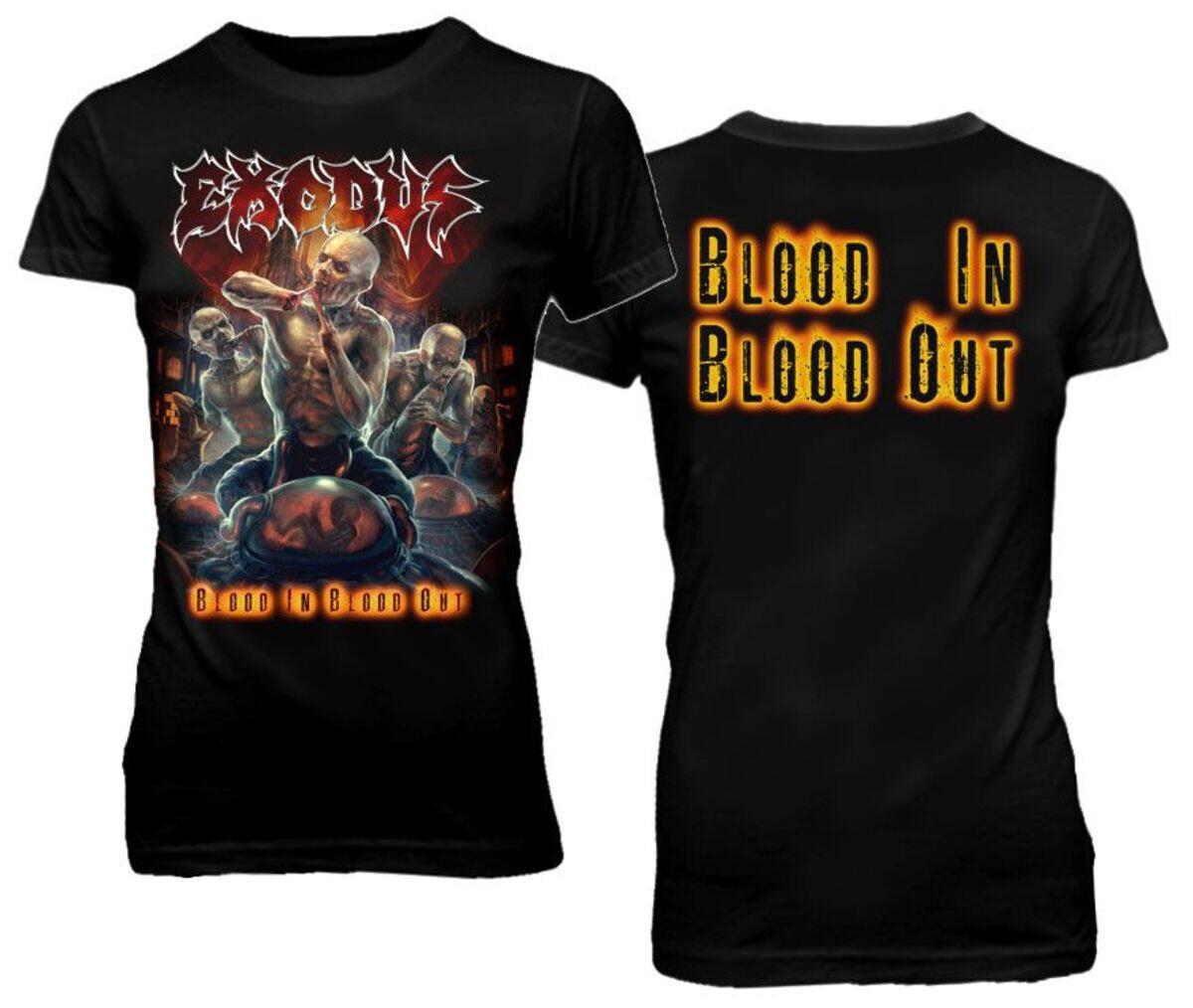 EXODUS cd cvr BLOOD IN BLOOD OUT DEMONS Official BABYDOLL SHIRT SMALL OOP bonded M