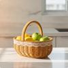 Woven Basket with Lace Trim | Reinforced Wrapped Rim, warm brown Wicker Basket, for Kitchen