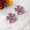 Neue Vintage-Stil Blumenohrringe Tropfglasur Muscheltextur Zarte Ohrringe Boho Chic Handgefertigte Blütenblatt-Ohrringe Tägliches Tragen