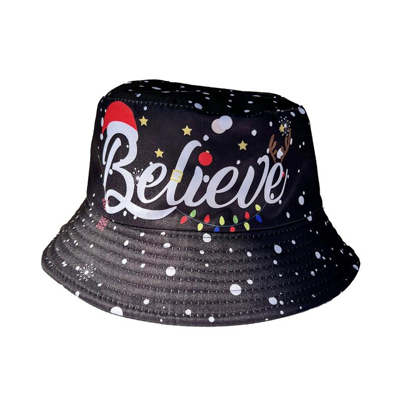 Xmas Santa Claus Printed Street Style Festive Outdoor Sun Fishermen Men Women Merry Christmas Reversible Bucket Hat