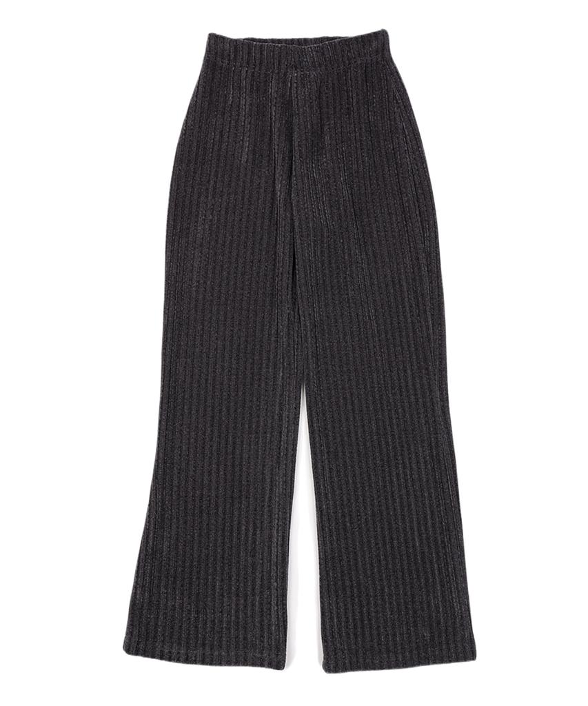 WHEN YOU MOVE String Velour Ribbed Wrap Skirt Pants Set Charcoal