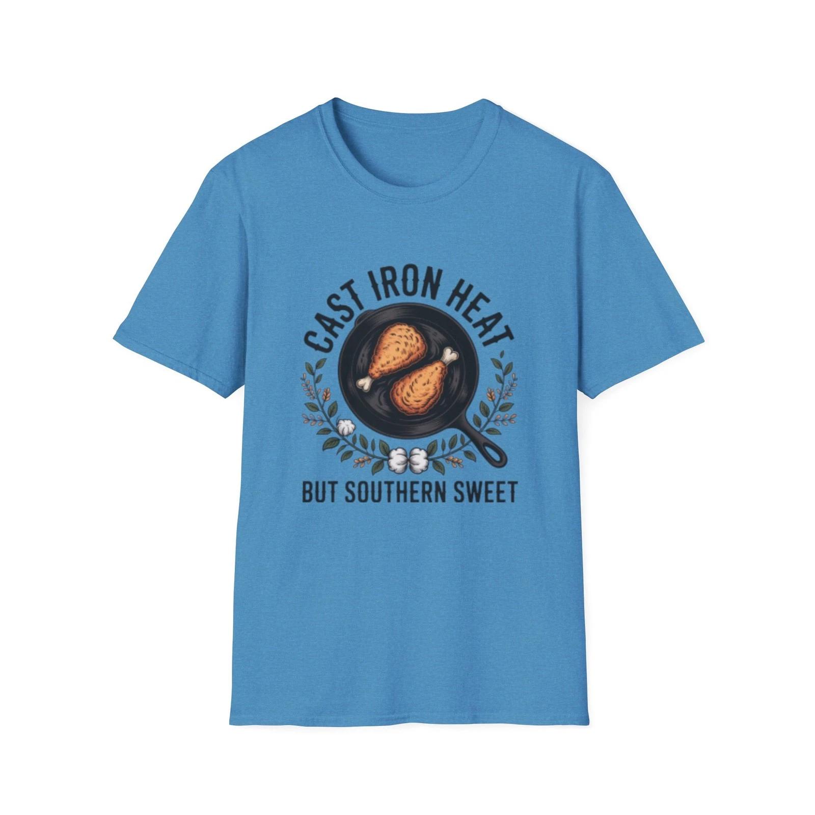 -Cast Iron Heat skillet fried chicken T-Shirt | Southern cooking tee 4XL
