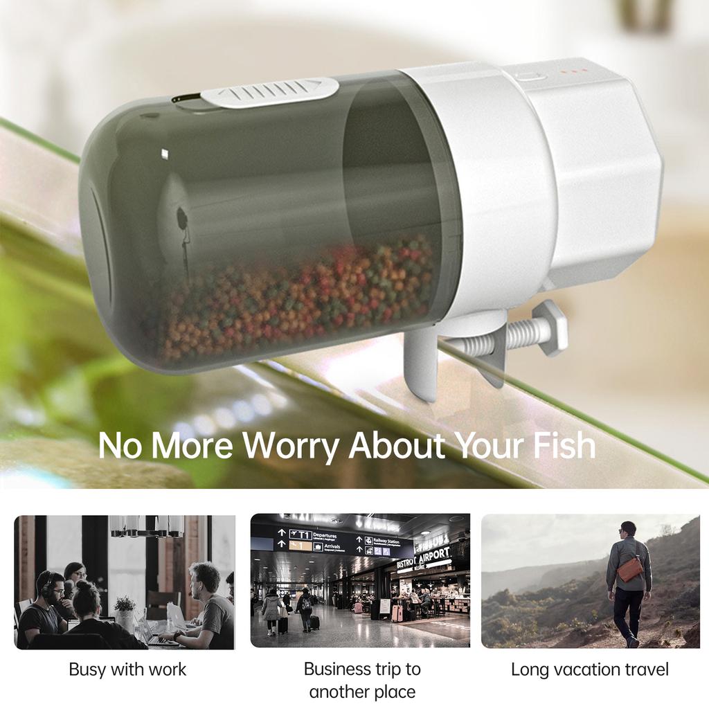 Automatic Fish Feeder Smart Timer 3 Feeding Modes Aquarium Feeder 350ml Large Capacity   Opening   Feeder Power By Battery for Fish Turt