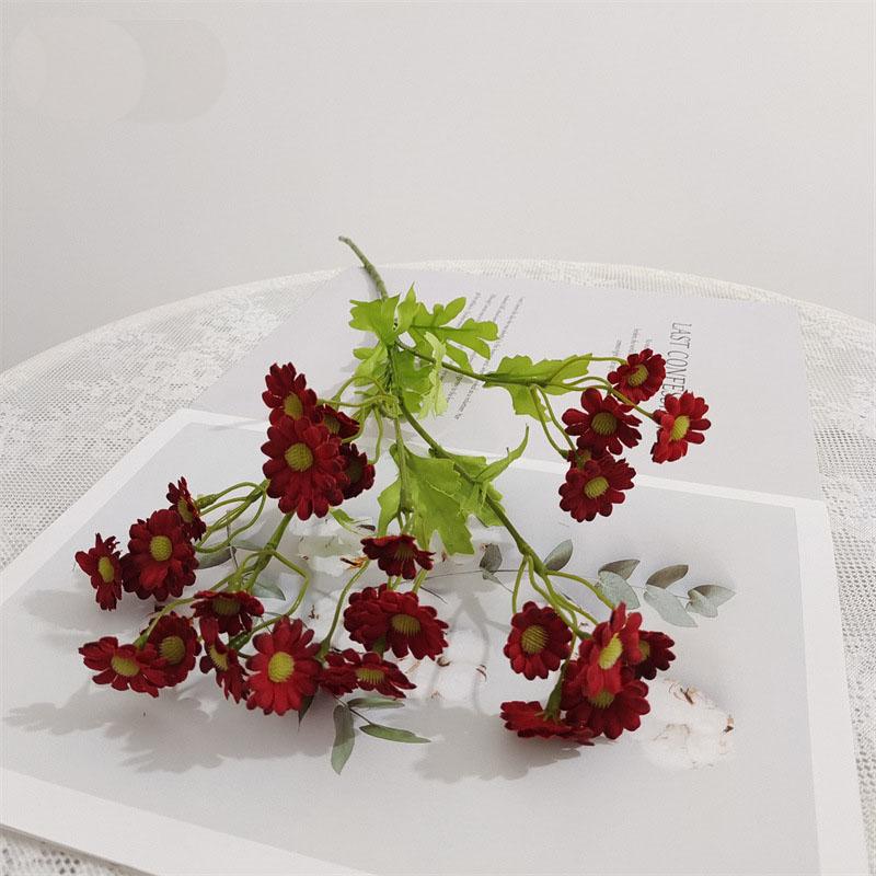 

30 Heads Daisy Artificial Flowers Bouquet for Garden Wedding Supplies Decoration Outdoor Fake Flowers Home Decor Vase Ornaments бордовый