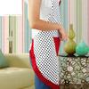 Women Cute BowKnot Dot Aprons Kitchen Restaurant Cafe Bib Cooking With Pocket