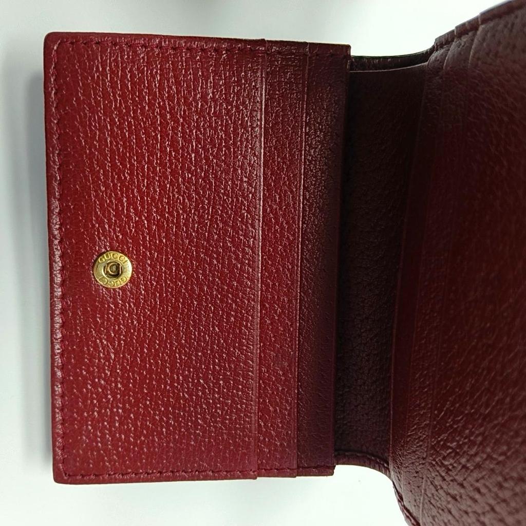 [Pre-Owned] Butterfly Print Logo Double Fold Canvas And Leather Card Holder Wallet Small - Very Good #198PXTH