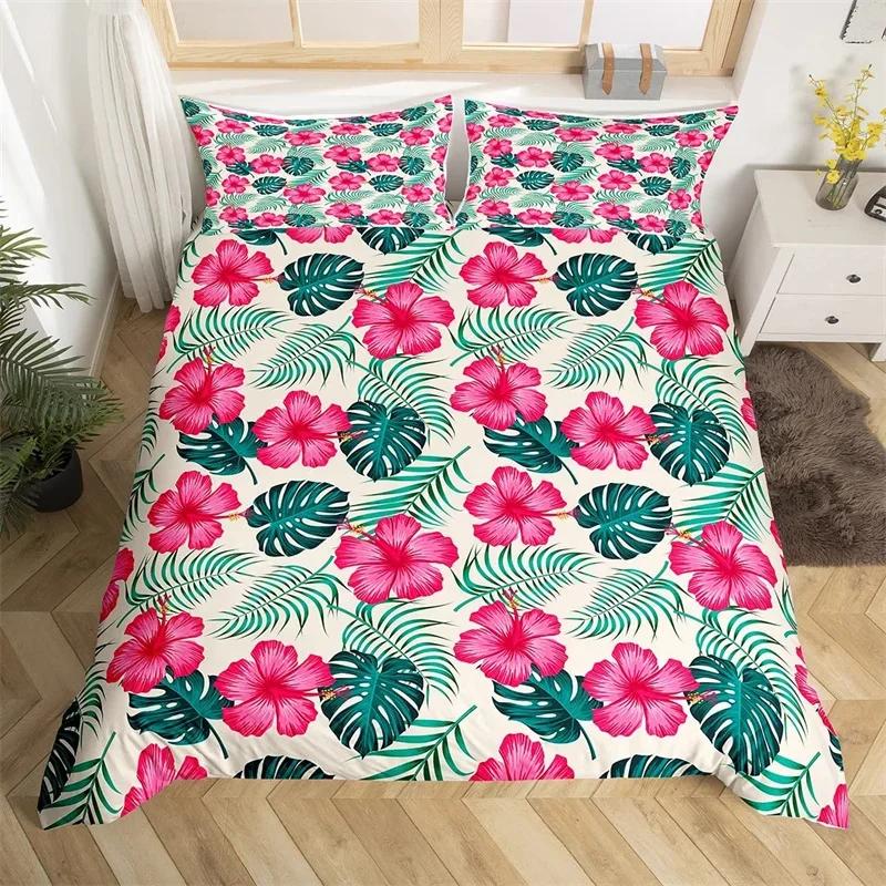 3PCS Single-sided Printed Bedding Set ,Comforter Animal Plant Flowers Leaves Duvet Bedding Cover Pillows Comfortable Bedspreads
