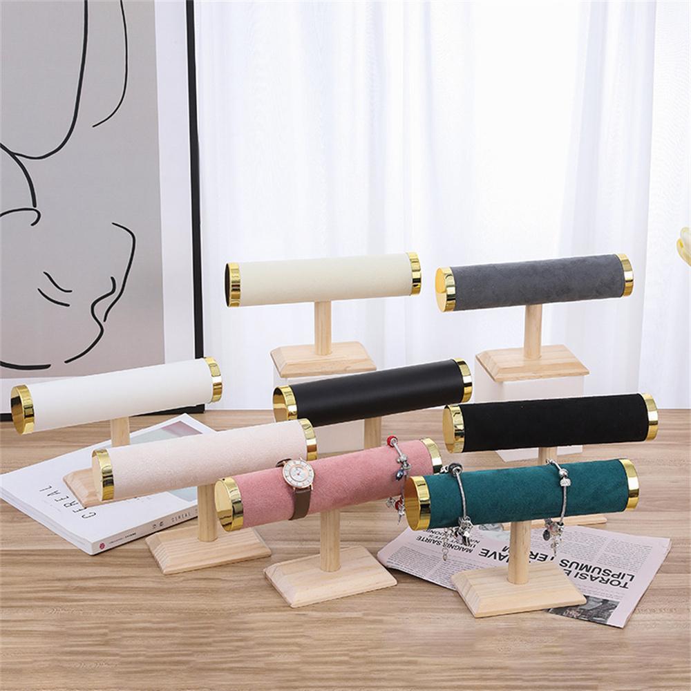 Jewelry Display Stand for Bracelets Bangles with Wooden Base Showcase Organizer Rack