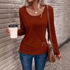 Women's Fashion Casual Spring Fall Solid Color Print Long Sleeve O-Neck Pullovers & Long Sleeves