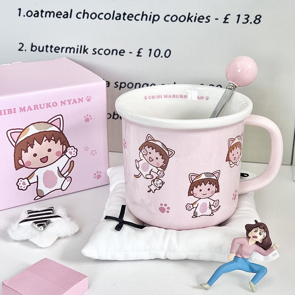 Cute Cherry Maruko Ceramic Mug Children's Household Water Mug Girls Breakfast Coffee Mug Birthday Gift