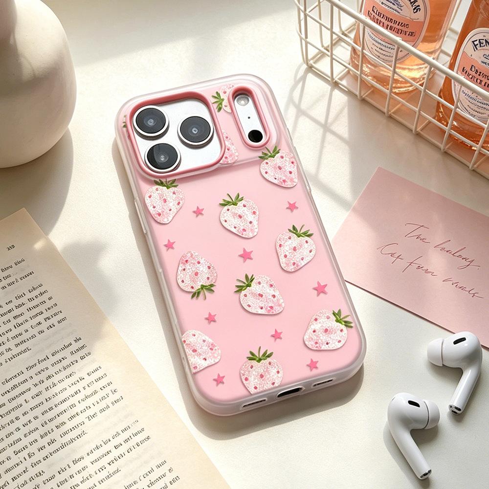 White Strawberry for Vivo Millet Oppo Huawei Mate Matte 17pro Mobile Phone Case Apple 17/16 Niche Women