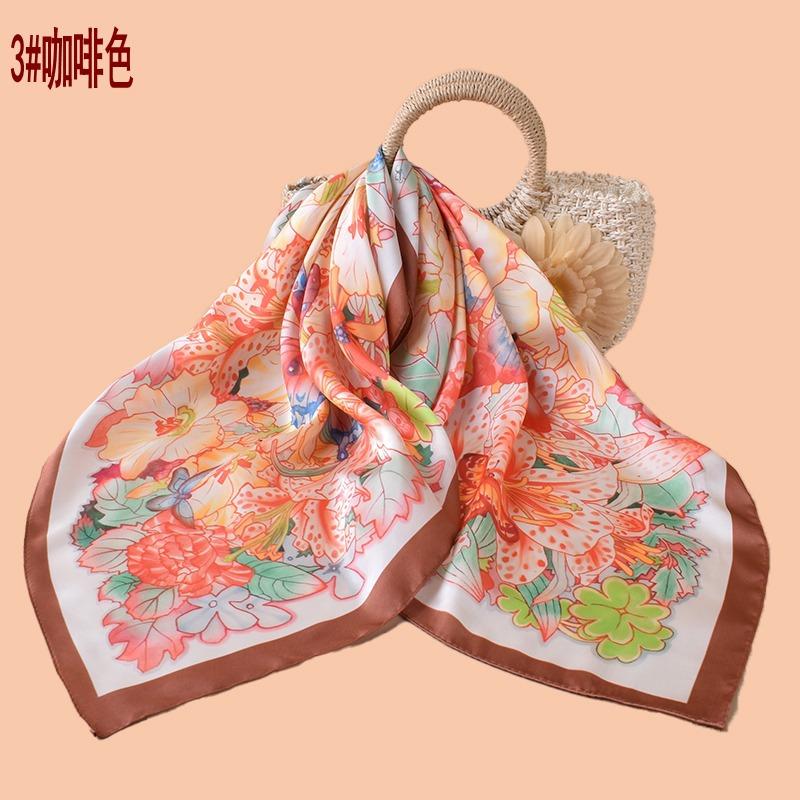 New women's 71CM square scarf sweet flower butterfly print silk scarf satin chiffon wholesale source scar