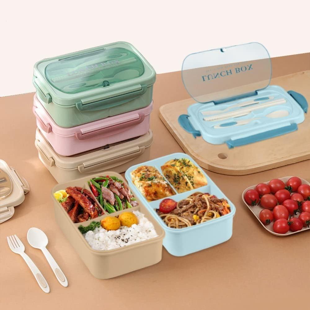 Leak Proof Divided Lunch Box Portable Bento Box with Utensils for Snack Fruit BPA Free Microwave Safe for Home Office Use