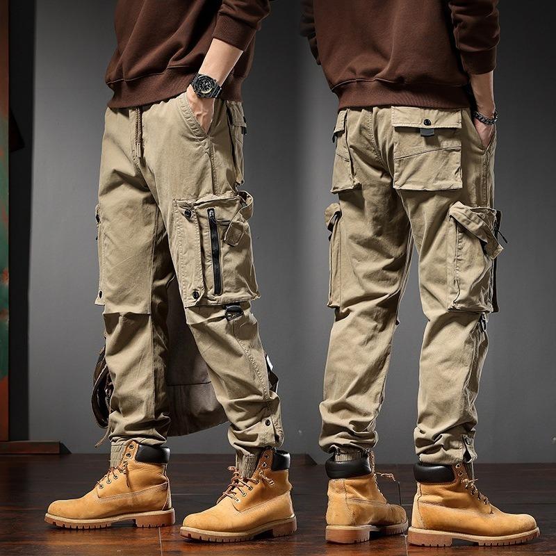 Spring Overalls Pants Men's Straight-leg Functional Outdoor Casual Pants Men's Drawstring Trousers Men