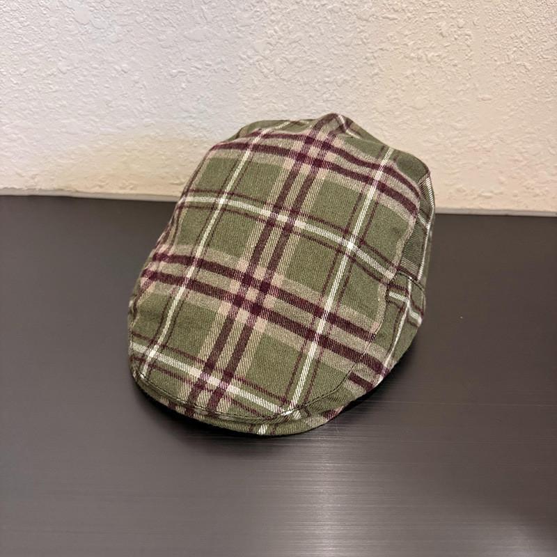 Vintage Japanese Plaid Beret Hat For Women With Short Brim Casual Fashion Accessory