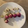 Rose Dried Flower Pendant Earrings Vintage Real Flower Earrings  Bridal Gown Earrings