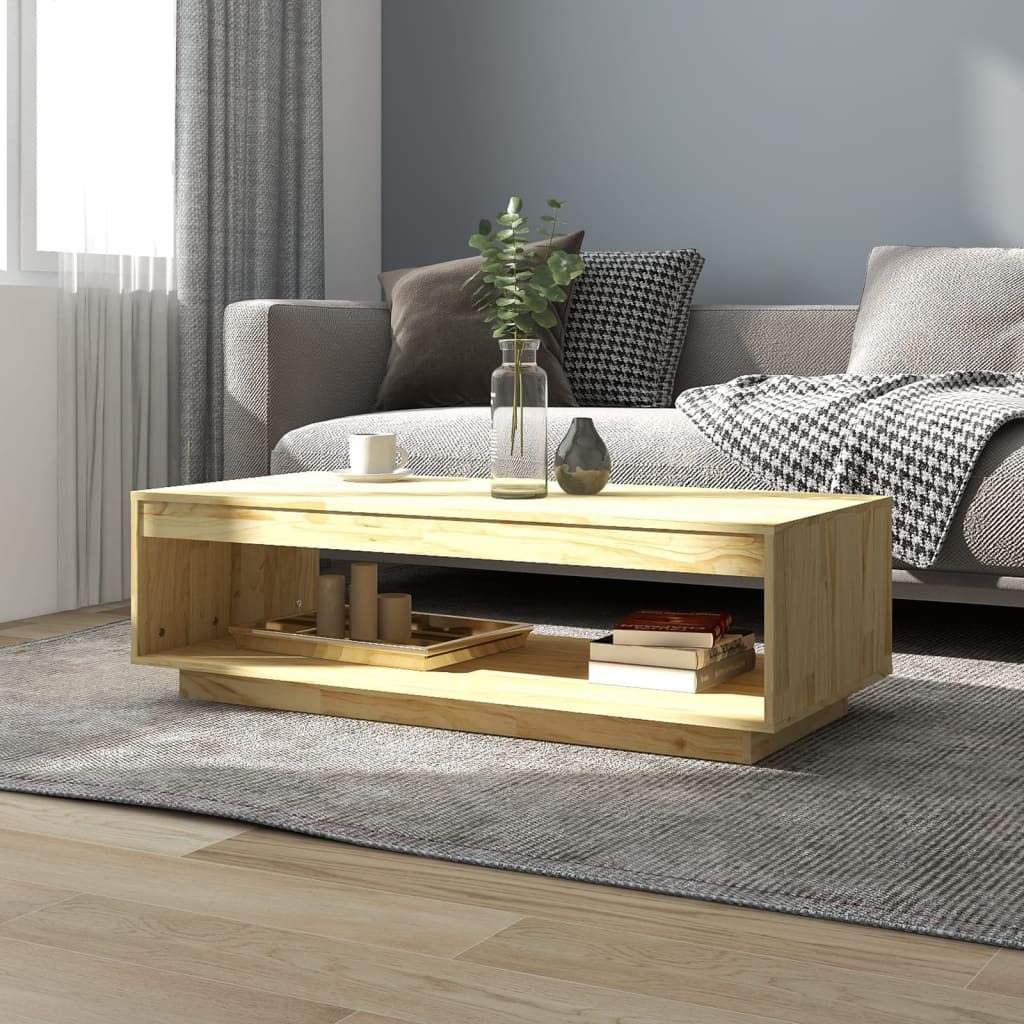 Wohnzimmer-Couchtisch, Beistelltisch für das Sofa, TV-Schrankspeicher, 110x50x33,5 cm aus massivem Kiefernholz