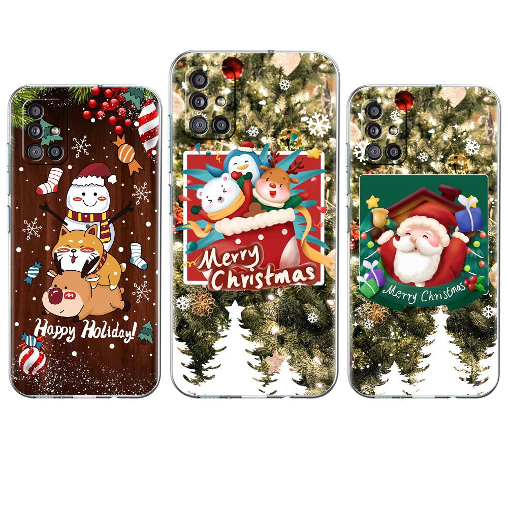 Průhledný kryt s červeným nosem losa a Santa Clausem pro Samsung Galaxy A52 A12 A51 A32 A21s A71 A32 A22 50 A70 A31 A72 5G