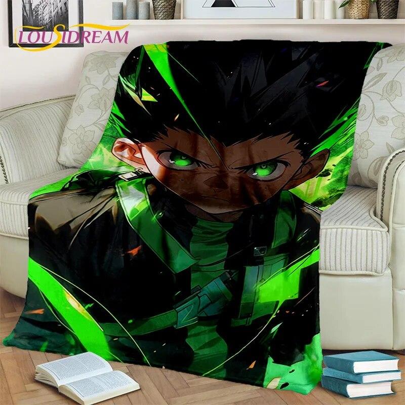 Cartoon HD HxH Anime Hunter×Hunter Blanket,Soft Throw Blanket for Home Bedroom Bed Sofa Picnic Travel Office Cover Blanket Kids