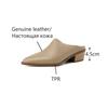 Fashion NEW Summer Women Mules Genuine Leather Shoes for Women Cover Toe Chunky Heel Slippers Pointed Toe Slingback Designer Sandals