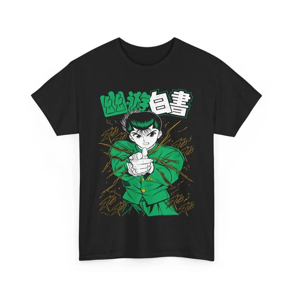 Yu Yu Hakusho Tshirt Kuwabara Kurama Yusuke Hiel Anime Unisexga Black Shirt S