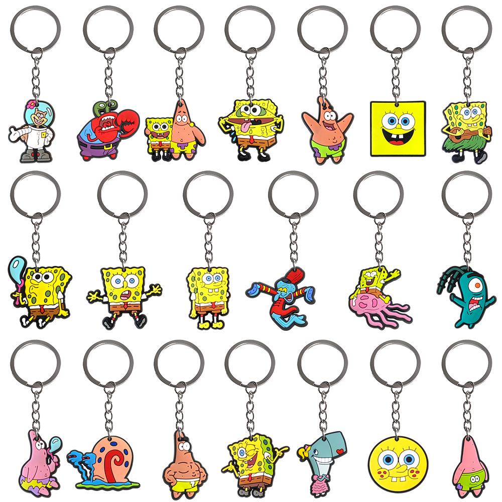 SpongeBob SquarePants PVC Soft Rubber Keychain Set – Cartoon Backpack Charm with High-End Feel