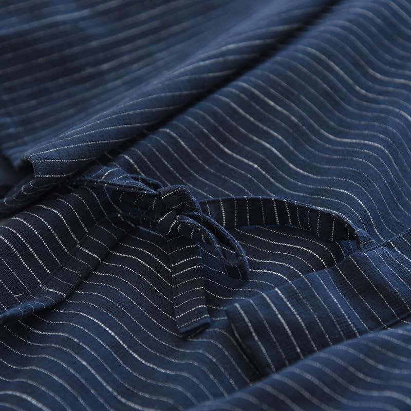 Jinbei Yukata Cotton Pajamas Double Gauze Jinbei Top and Bottom Set Double Gauze Sleeve Front Opening Jinbei Set Breathable Sweat Absorbent Samue