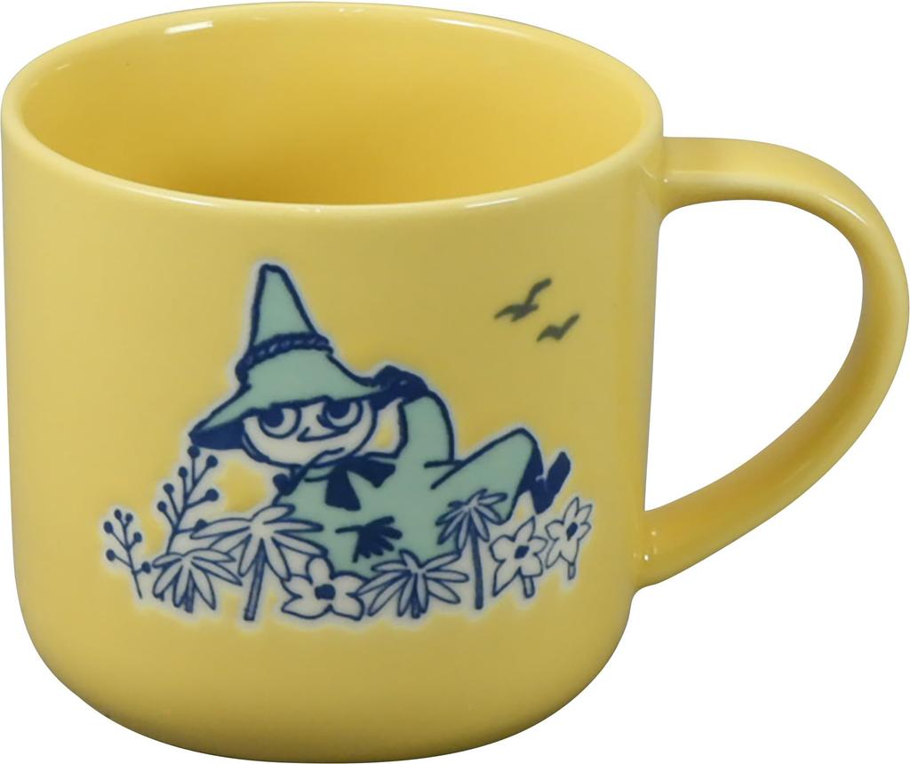 MOOMIN Mug with Lid and Wooden Snufkin "Milky" Coaster, Merchandise, Large, 350ml, Yellow, MM8403-11C