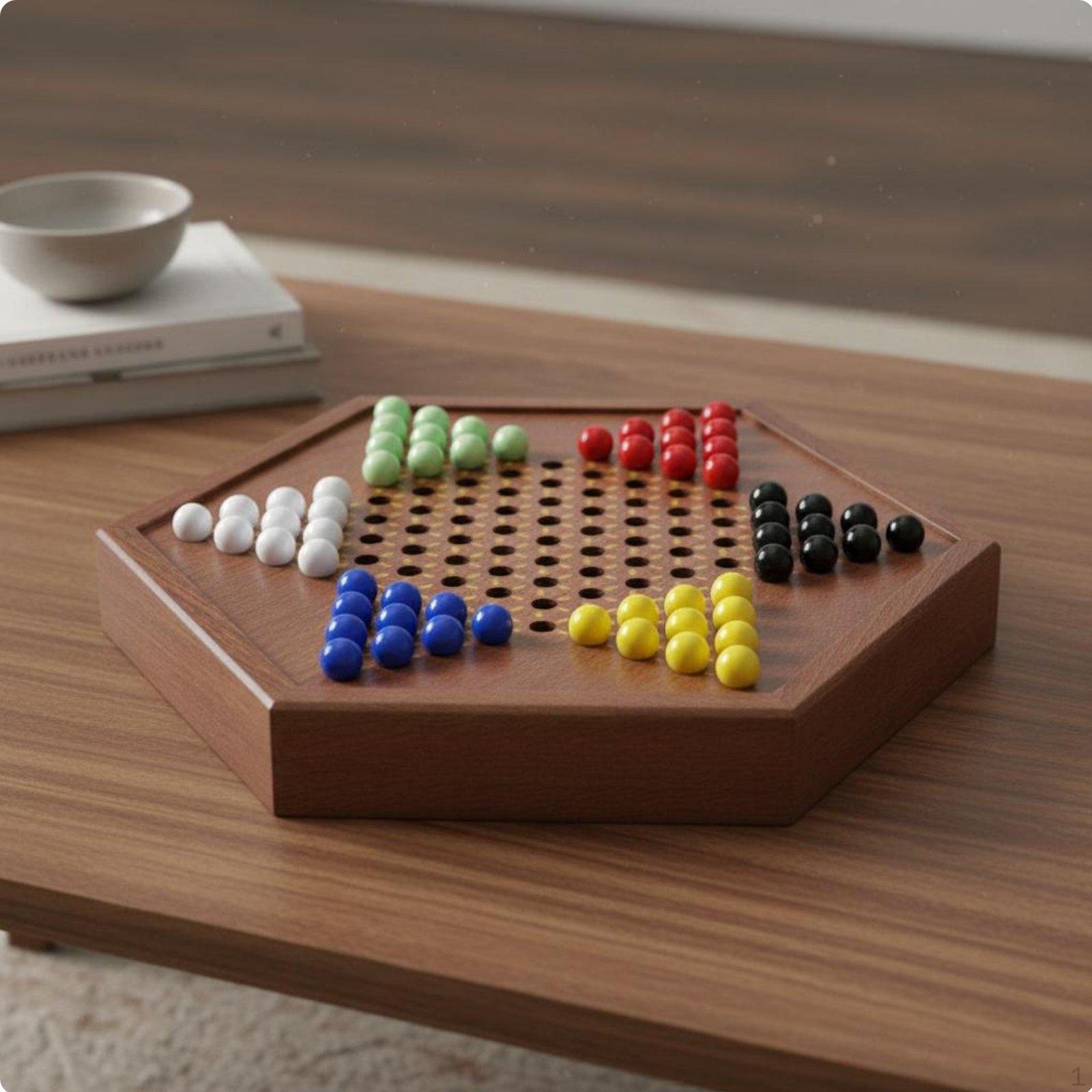 Chinese Checkers Board with Storage Drawer Deluxe Design Includes