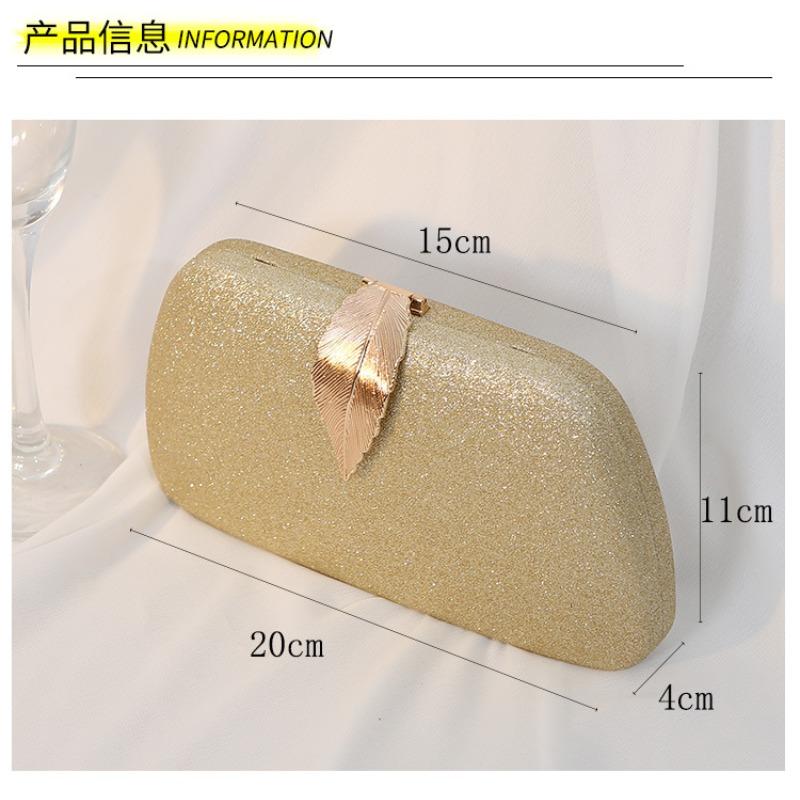 New Dinner Bag Metal Leaf Box Bag Small Square Bag Banquet Dress Clutch Bag Small Handbag Women