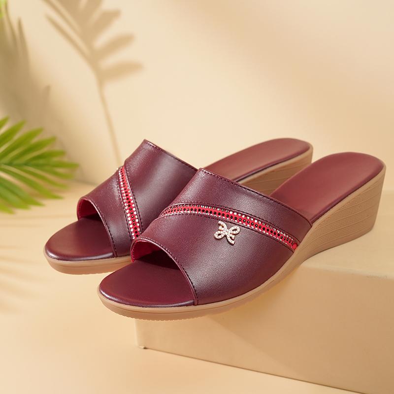 Fashion AIYUQI Women Slippers Large Size 41 42 43 Wedge Mom Summer Slippers 2024 New Casual Women Sandals One Line Slippers Ladies