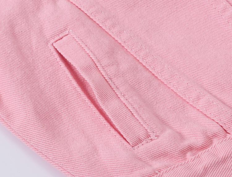 Damen Rosa Frühling Locker Geschnittene Jeansjacke - Kurz, Langärmlig, Übergröße, Lässiger Koreanischer Stil