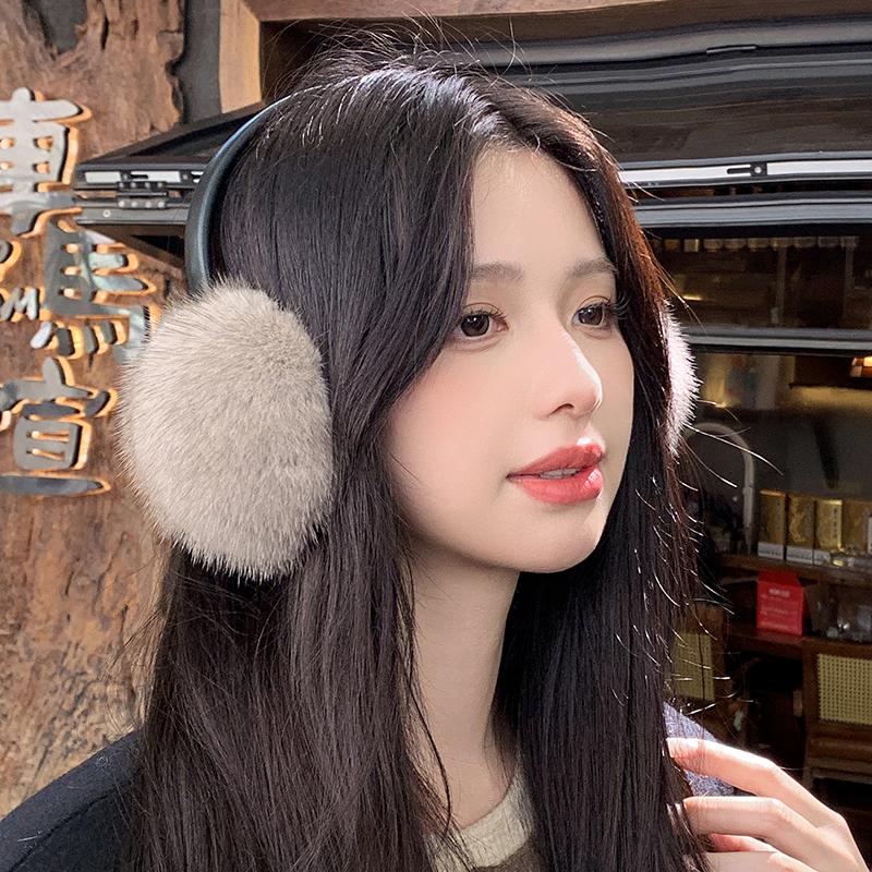 New Winter Luxury Women Warm Real Natural Mink Fur Earmuff Outdoor Fashion Mink Fur Earmuffs Girl Winter Ear Protection